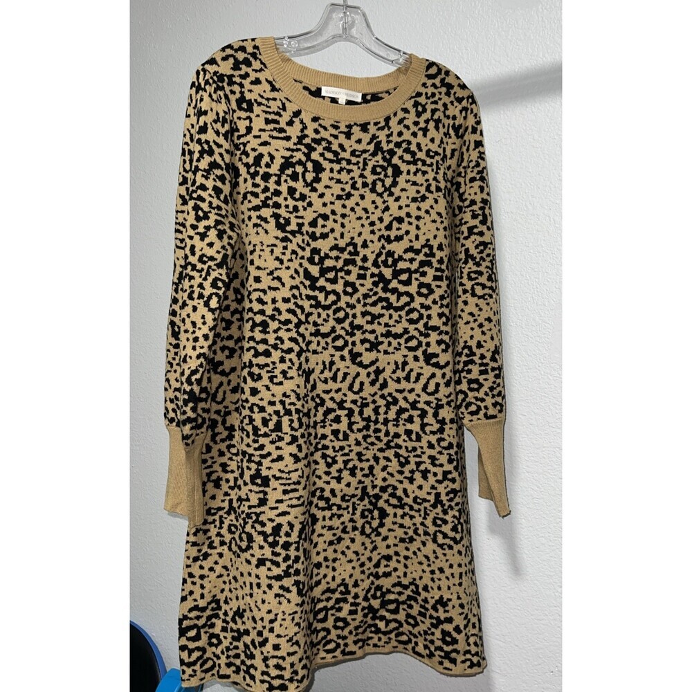 Madison + Hudson Leopard Sweater Dress Friends XL  Beautiful & Cozy
